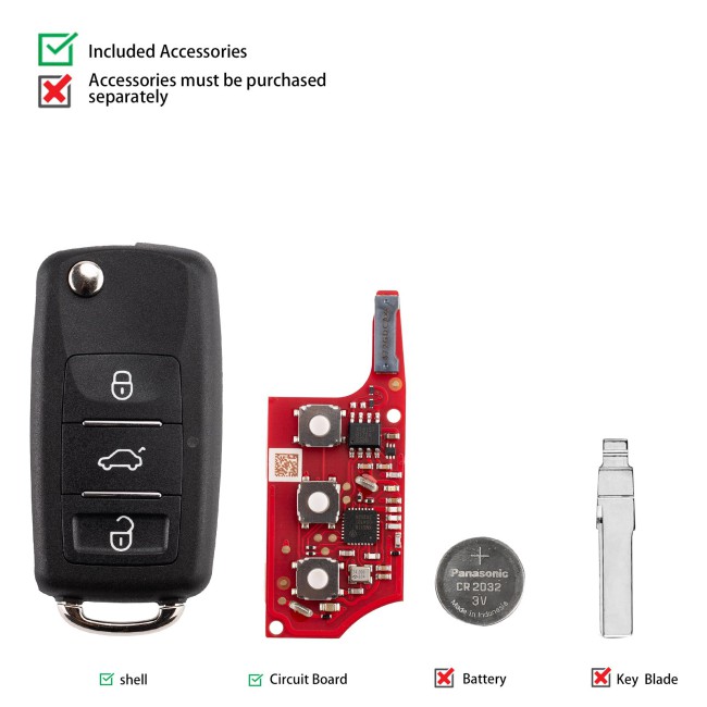 XHORSE XEB520EN Second Generation B5 Super Remote With XT57 Super Chip 3 Buttons 5pcs - Image 2