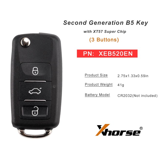 XHORSE XEB520EN Second Generation B5 Super Remote With XT57 Super Chip 3 Buttons 5pcs - Image 5